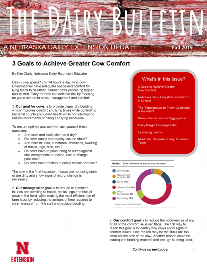 Fall 2019 Dairy Bulletin front page