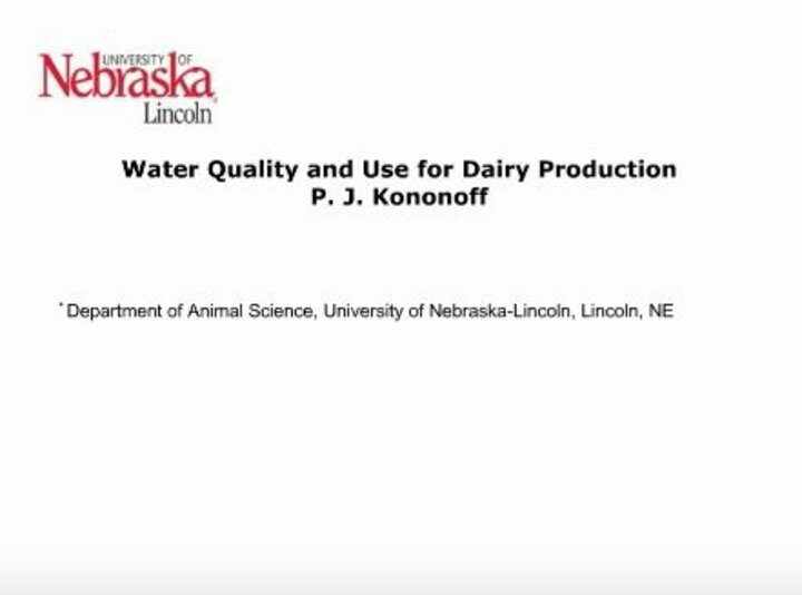 Water Quality Use for Dairy Production